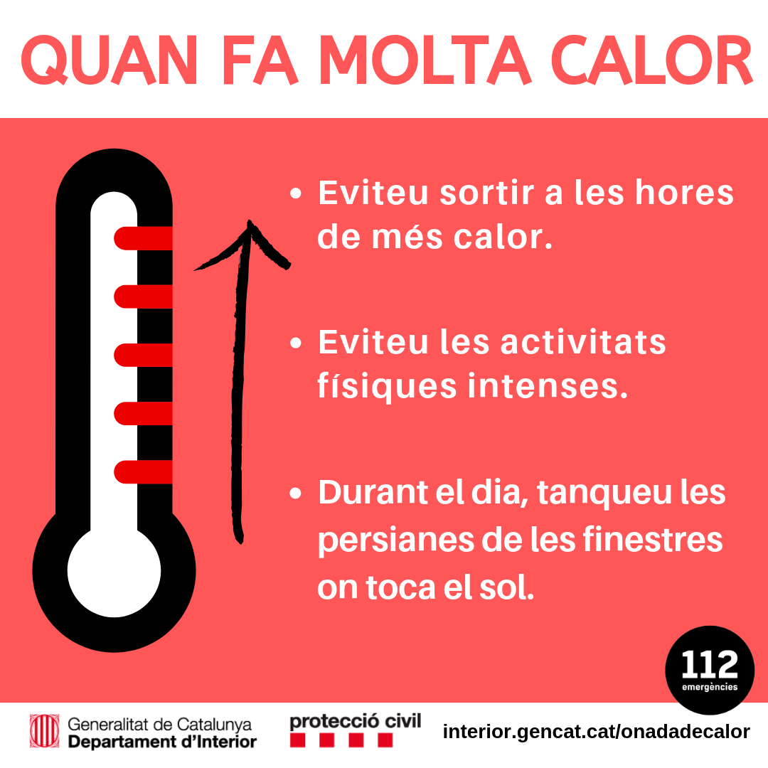 ➡ Avui dilluns es poden registrar temperatures màximes extremes 🌡☀ a les comarques de #Lleida #CatalunyaCentral #AltPirineu i #Aran i l'extrem nord-est

Molta prudència, sobretot col·lectius més vulnerables 

#ProteccioCivil #calor