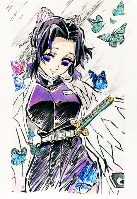ダインさんがTwitterに投稿した胡蝶しのぶ(鬼滅の刃)のイラスト。