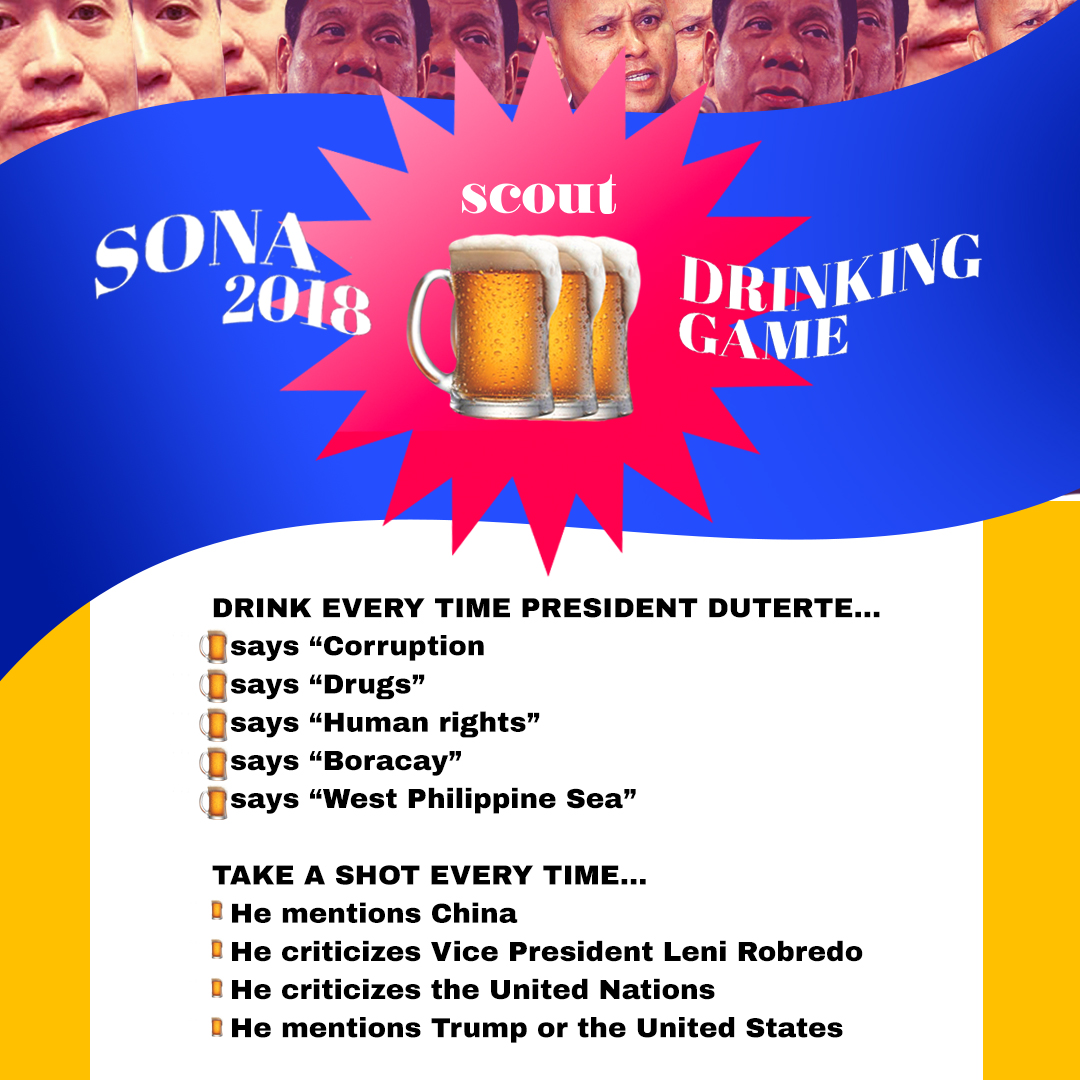 scoutmagph's tweet photo. TFW our #SONA2018 drinking game is still applicable today 🤡 Ma'am eye—

READ MORE: https://t.co/Z348XE0xdX https://t.co/HUwlUYILbp