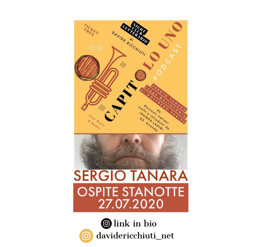 NightUno's tweet photo. Stanotte Sergio Tanara ospite del #NightClubLetterario Capitolo Uno🎙 State pronti per una nuova storia da ascoltare tra sigarette, whisky e jazz https://t.co/ylb5idluKE