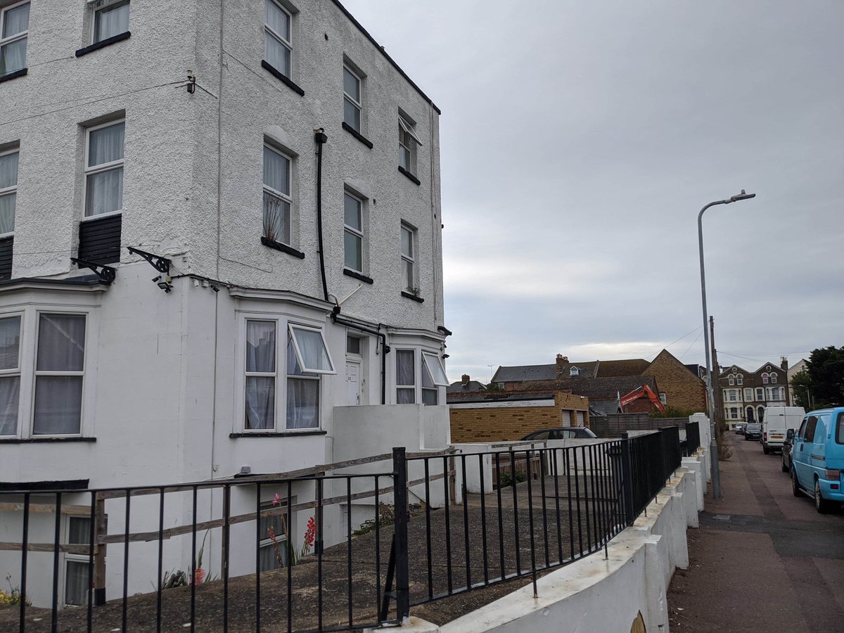 IAmCliftonville's tweet photo. Planning application to build x2 houses where the 2 garages are located in the garden on the corner of Godwin &amp; Albion Roads.
Can we please stop overdevelopment of land in #Cliftonville 
More pressure on parking &amp; is taking away valuable parking spaces
 https://t.co/PPw5Pm6p61 https://t.co/xRCALykCR1