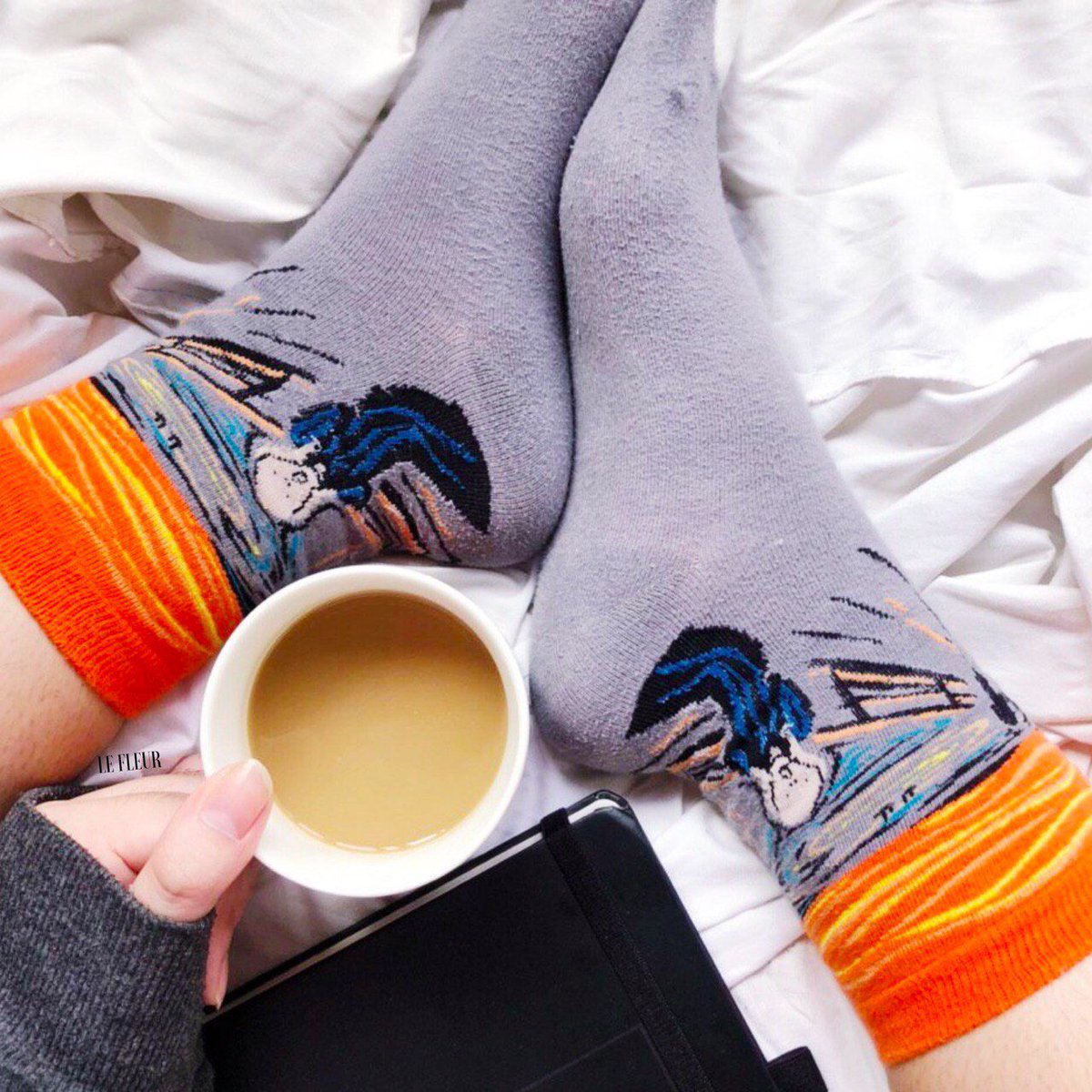 OpuleurPh's tweet photo. Its rainy season ⛈ coffee + socks from our Art socks collection = Perfect combination https://t.co/AbFatwioxa