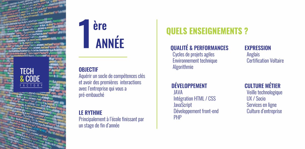 TechCodeFactory's tweet photo. La 1ère année à 
@TechCodeFactory
 ça donne quoi ? 🧐 

👉 Infos et candidature sur notre site https://t.co/mfHKEqlE9l

#numerique #technologies #programmation https://t.co/zF8jfjhyjr