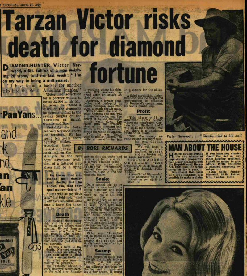 This story from 1960 goes into yet another planned diamond trip and recalls with fondness the time when he sucked venom from his guide Charlie who then went mad and tried to kill him.