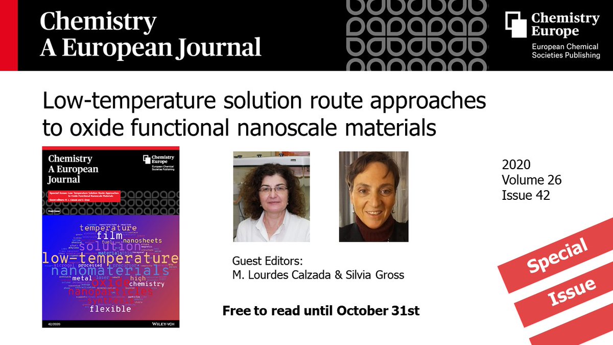 ChemEurJ's tweet photo. Our new Special Issue on Low Temperature Routes to Functional Nanoscale Oxide Materials is now online (https://t.co/DZRwlKZi1A). It contains 13 Review articles alongside a number of original research articles. #freetoread until October 31st. Check it out! https://t.co/nFAoQboY4d