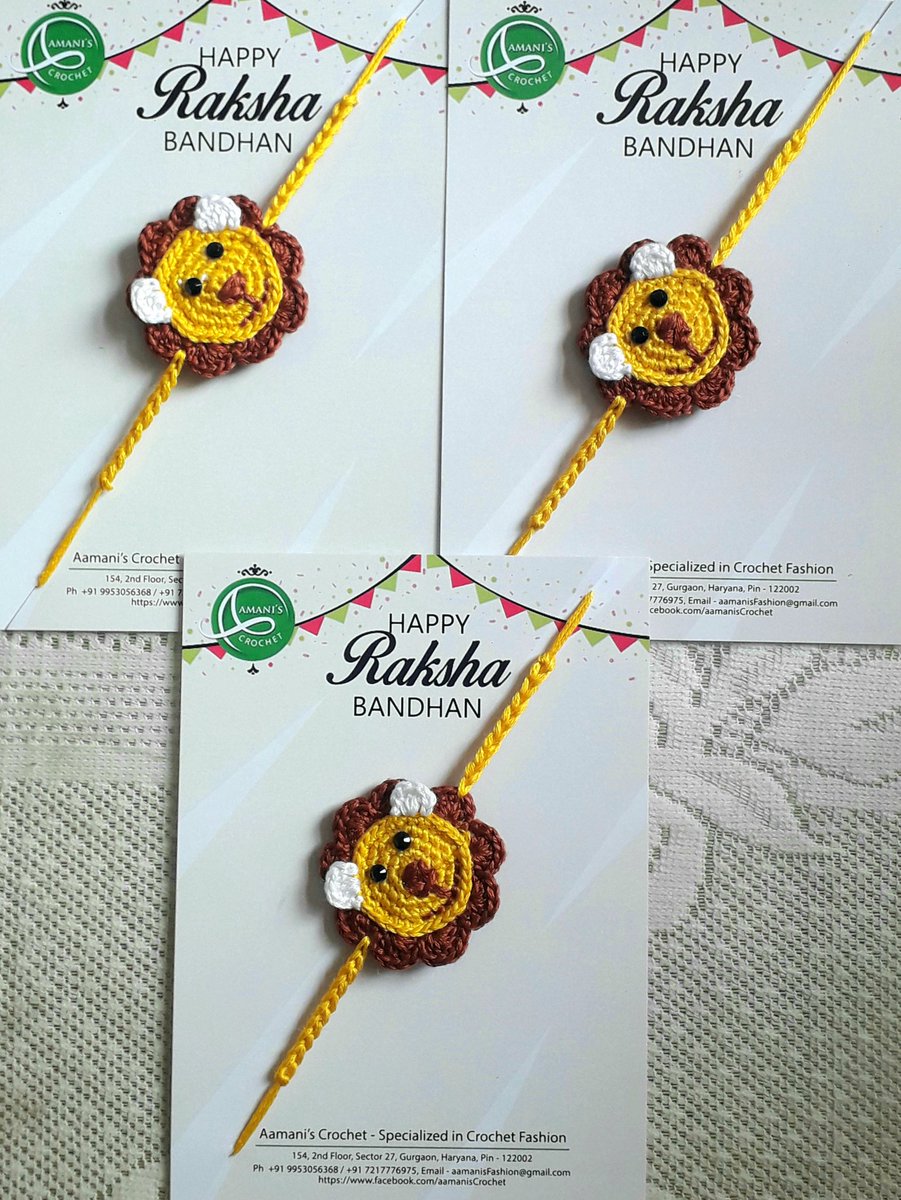 Do checkout our exclusive range of #crochet and #macramé #Rakhi made by our women artisans.

Do visit for complete collection
facebook.com/aamanisCrochet/

#aatmanirbhar_bharat 
#vocal_for_local 
#aamanisCrochet 
#zarriyaByAamanisCrochet