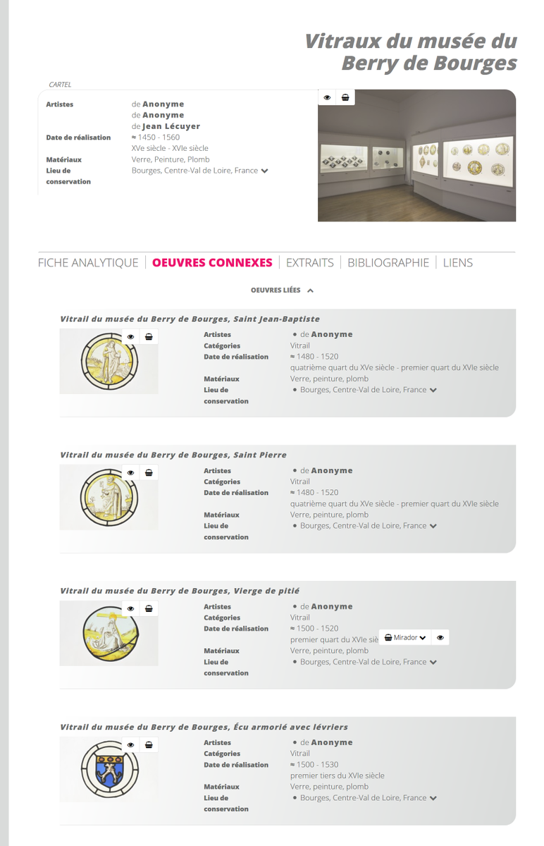 ArvivaCesr's tweet photo. 🆕Les notices des vitraux du musée du Berry de Bourges sont désormais en ligne sur la base de données ARVIVA du @CESR_Tours !! 😊
👉https://t.co/ACNfP9TBqM
#Vitrail #Art #Renaissance #Patrimoine #Bourges https://t.co/yPYAuPszM3