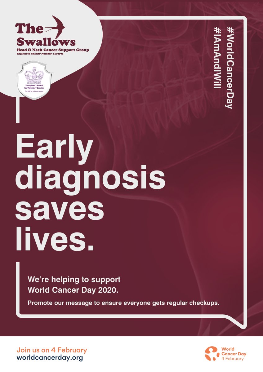 swallowsgroup's tweet photo. We need to drive EARLY DIAGNOSES and get people going back to the GP or DENTISTs to ask the question #WHNCDAY2020 https://t.co/DpoyCnOMri