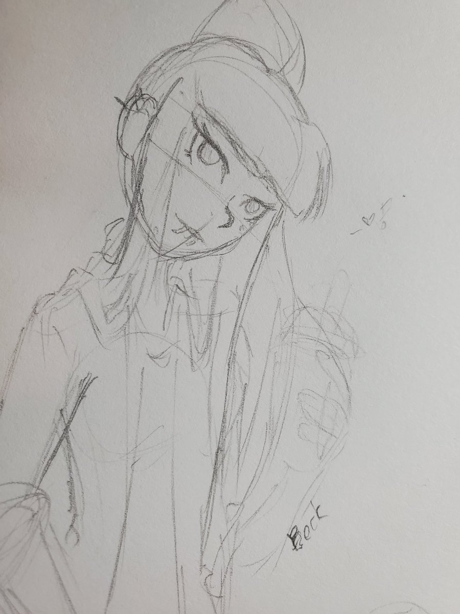 //wanted to draw her in my own style for once-. I'm absolutely gonna finish this one digitally.
