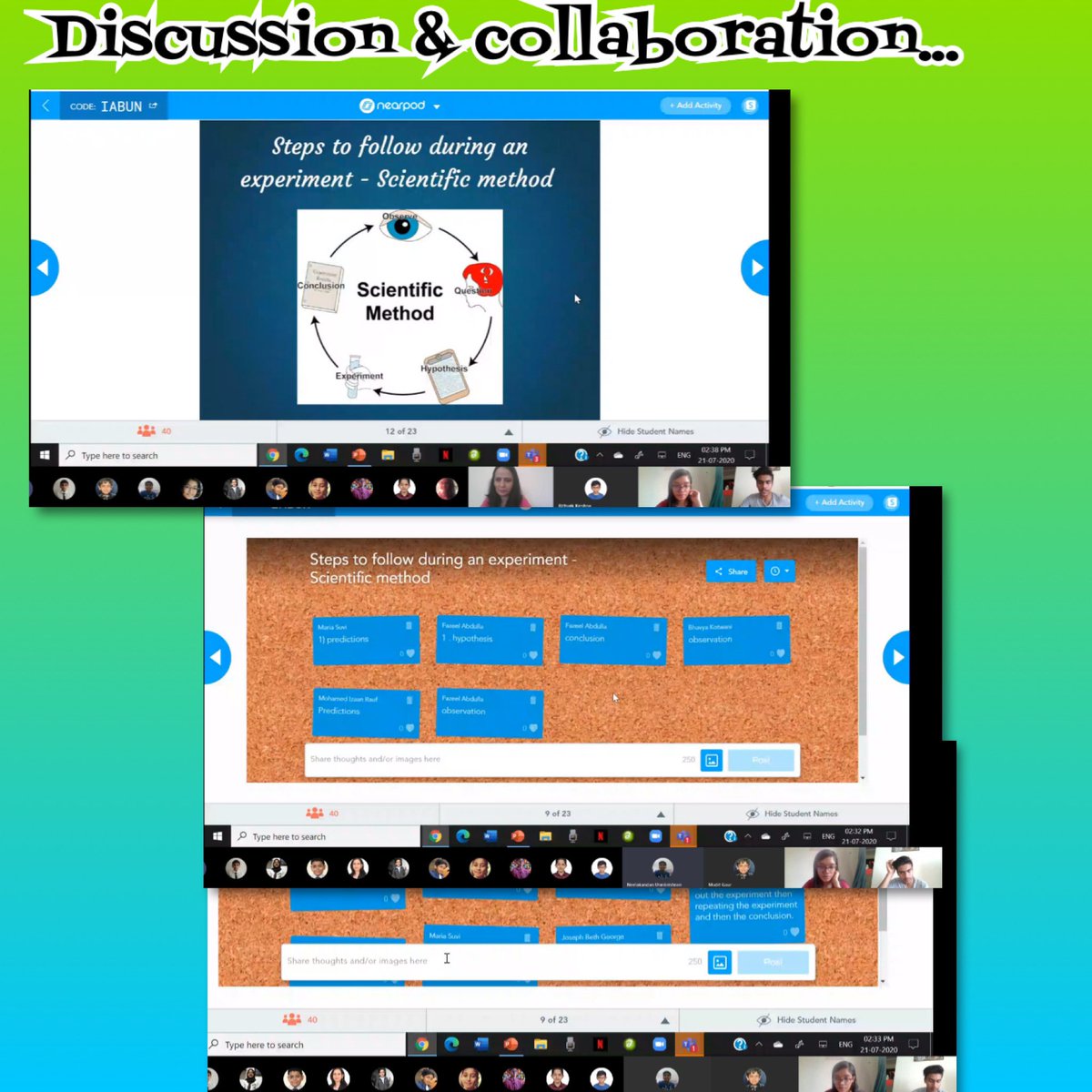 OoisGems's tweet photo. Day3_Grade 6_ Surface tension #Nearpod #Scientificmethodsteps #Experiment  #Discussion #Collabonation  #Creatinglavalamp #Scientificvocabularies @KHDA @gemsoois @LalithaSuresh2 @GemsMsb @menon_reshmi @SajnaSantosh @minimijo3 @Neenak11 @MamgainSammi https://t.co/71Rkf4y4To