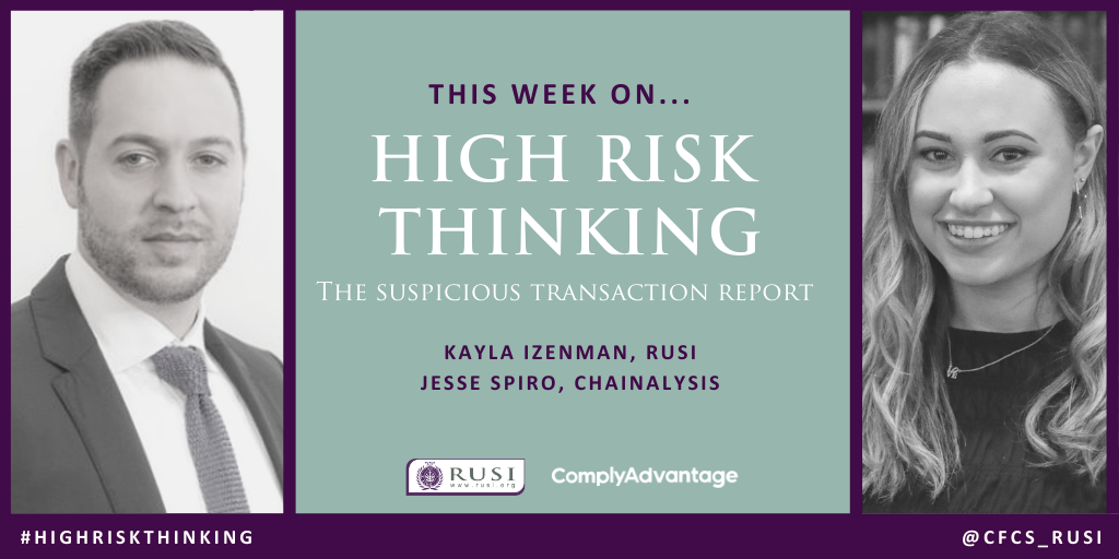 CFS_RUSI's tweet photo. ▶️ Episode 6 of #HighRiskThinking is live! Enter the world of #crypto risks, realities and game-changing opportunities with Jesse Spiro of @chainalysis and host @KaylaIzenman.
Listen here👉 https://t.co/phJw56pEvm @RUSI_org @ComplyAdvantage
#aml #financialcrime #CFT #blockchain https://t.co/fDLazFJ012