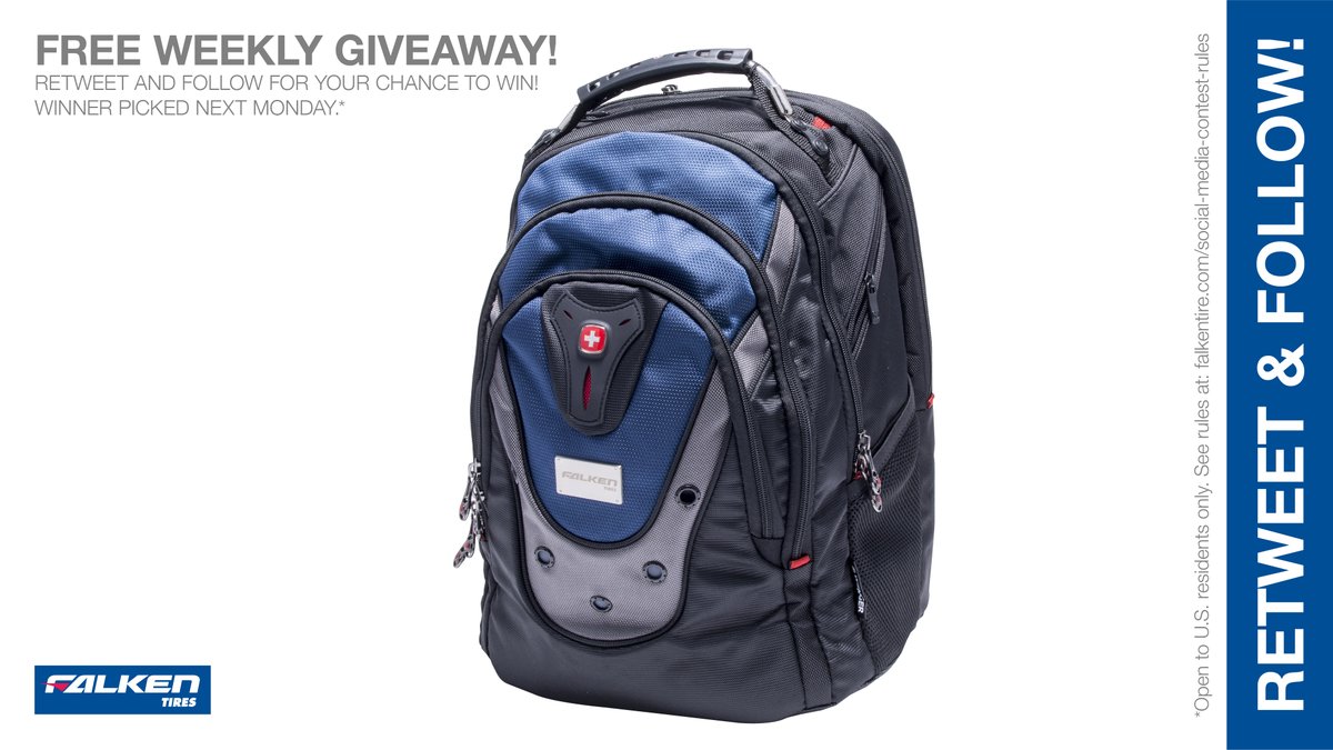 Custom Falken #Backpack weekly #giveaway #contest. RT & follow #FalkenTire to enter to #win this #prize or other #swag! Day1 Rules: bit.ly/2grA0A4