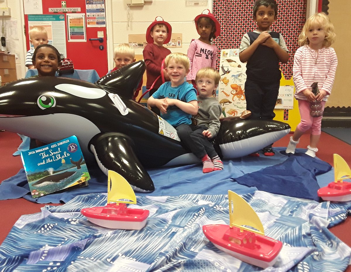 NULS_Nursery's tweet photo. The Snail and the Whale! We are big fans of Julia Donaldson, her stories underpin our Nursery ethos so well. The children are always encouraged to be kind and to help each other and what better way to promote positive values. #WeAreNULS #excellentEYFS #JuliaDonaldson #FBVs https://t.co/vYwtc5dXrk