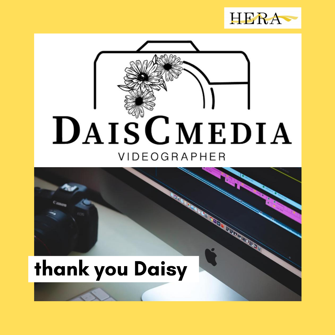 HerEquality's tweet photo. 📹  Thank you @CmediaDais for going above &amp; beyond to make our videos look fab🎗️

We love supporting women ventures 💛  Based in the UK, Daisy is an incredible videographer who is supporting our online platform creation. 

#videographer #womenentrepeneursagainsttrafficking https://t.co/475WU7dlDv