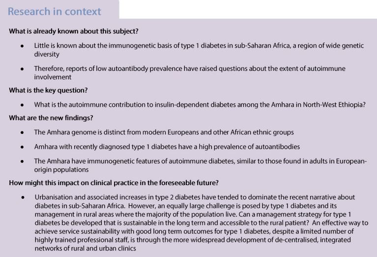 DiabetologiaJnl's tweet photo. An immunogenetic study of #T1D in sub-Saharan Africa (Ethiopia), where there is wide genetic diversity, shows differences in autoantibody profile, later timing of peak incidence, and marked male preponderance in those with post-pubertal onset https://t.co/HJRGt0H8Vo 🔓 https://t.co/Zy2wUBizFV