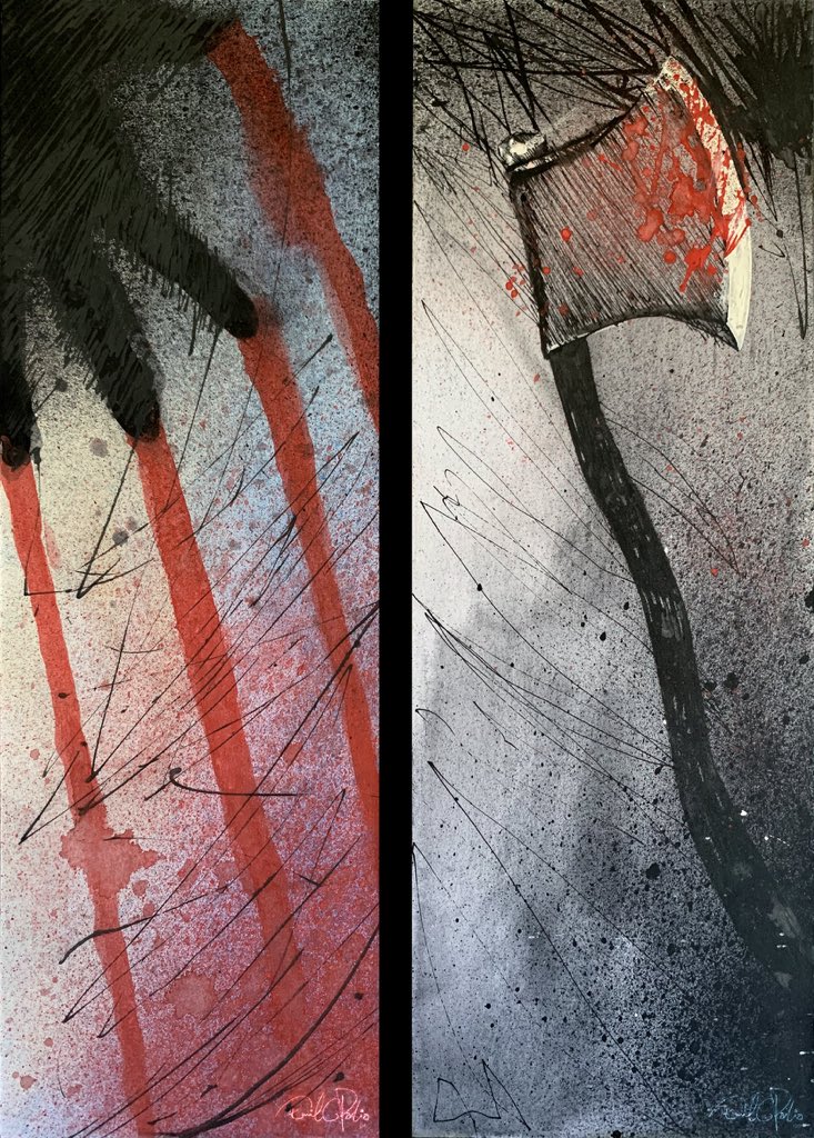 emilpadia's tweet photo. An Axe to Grind Against the Cause.
Mixed media on cartridge paper, 42x15 (Diptych).

#Art #Artist #ContemporaryArt #Painting #Expressionism #Artwork #ModernArt #ArtGallery #MixedMedia #FineArt #ArtCollector #InstaArt #Drawing #ArtistsOnTwitter #ArtOfTheDay #Exhibition #ArtLovers https://t.co/craUEfwjdC
