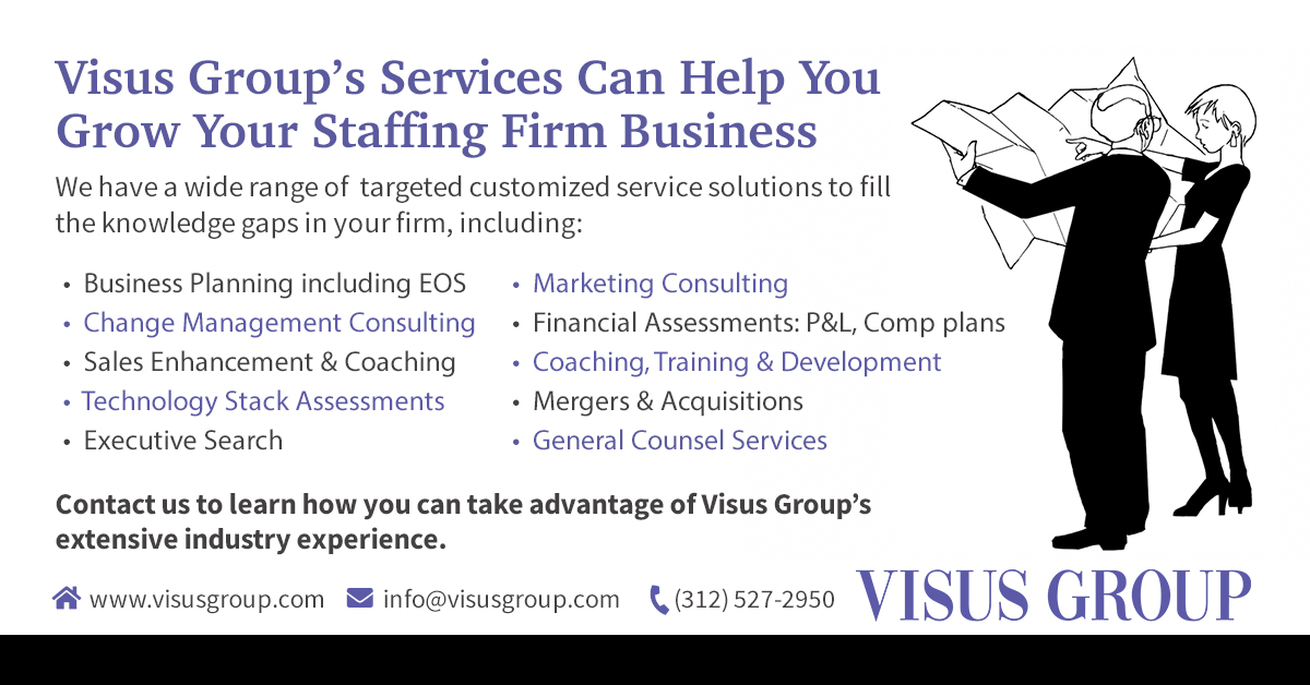 VisusGroup's tweet photo. At your independent staffing firm, you are responsible for all aspects of your firm. What can you focus on? How can you be the best in all aspects? It’s not easy. That’s where Visus Group comes in. #Staffing #StaffingFirmGrowth https://t.co/8SHwPDo0pz