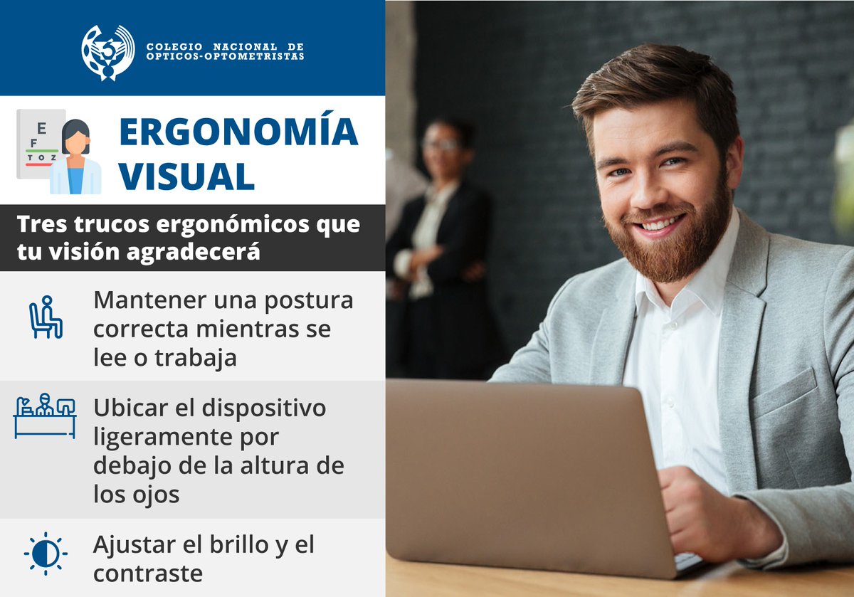 CNOO_Spain's tweet photo. ¡Sigue nuestros consejos sobre ergonomía visual para que te ayuden a trabajar de la forma más eficaz y saludable posible! 👉👀👇

#Visión #SaludVisual #CNOO https://t.co/Z9z9BjEPsd