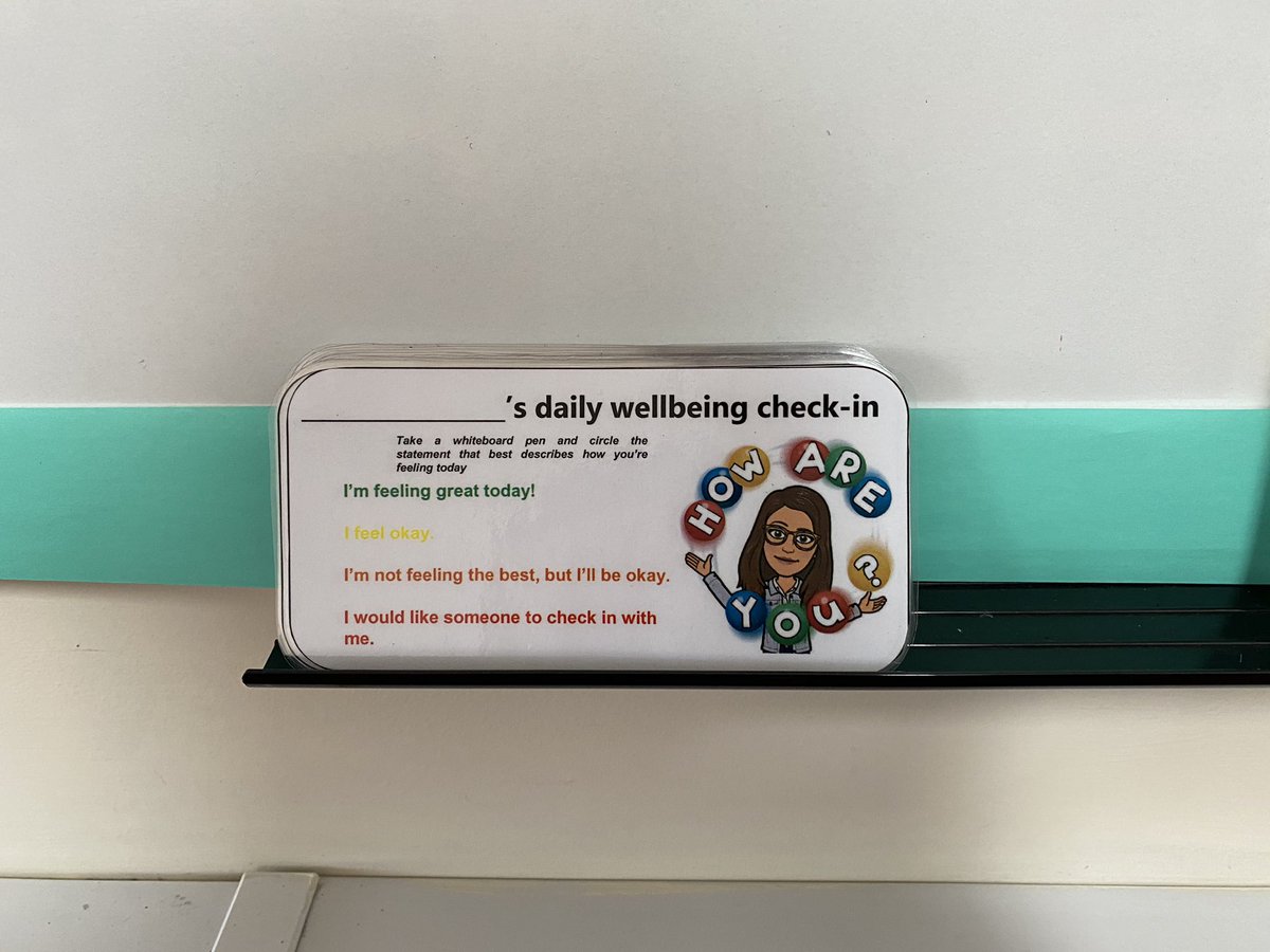 MrsAVJones's tweet photo. Someone shared this lovely idea of having a daily check-in for the children, can’t remember who. Got these ready so they can share and we can check-in on those who feel they need to talk #edutwitter #Wellbeing #teacher https://t.co/w1GP9Z43oL