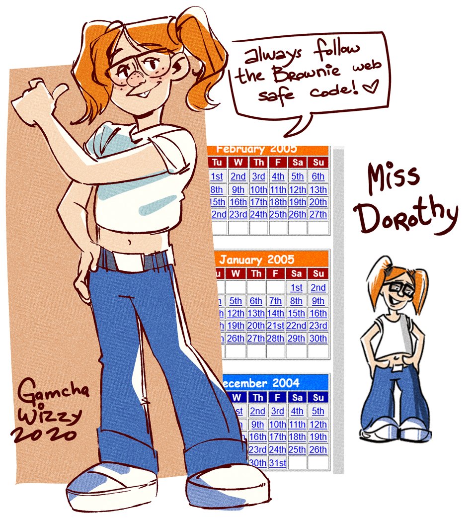 Warmup doodle before comms.
Not sure if y'all remember her but back in the early 2000s there was a character called Miss Dorothy "Dot" Com & she was all about internet safety!
There was a daily diary & a new chapter of her story posted every week. Been missing her a lot lately