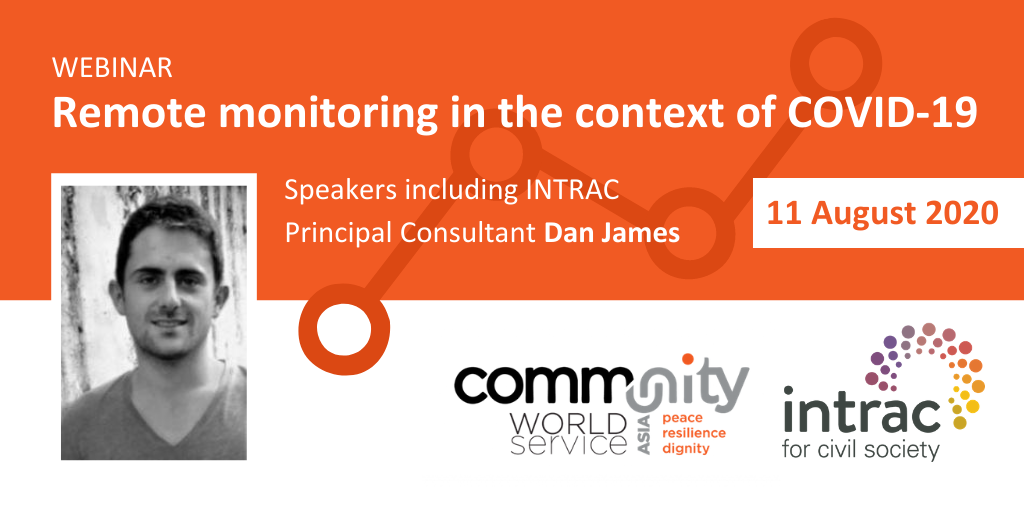 intrac_uk's tweet photo. On 11 August, join INTRAC and @asia_community as we host a free webinar focusing on remote monitoring in the context of COVID-19. Find out more and sign up here: https://t.co/1ekT4LgrU9 #civilsociety #monitoring https://t.co/exQT7OYP21