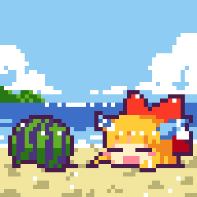 「スイカ割り! #dotpict 」|くまもとのイラスト