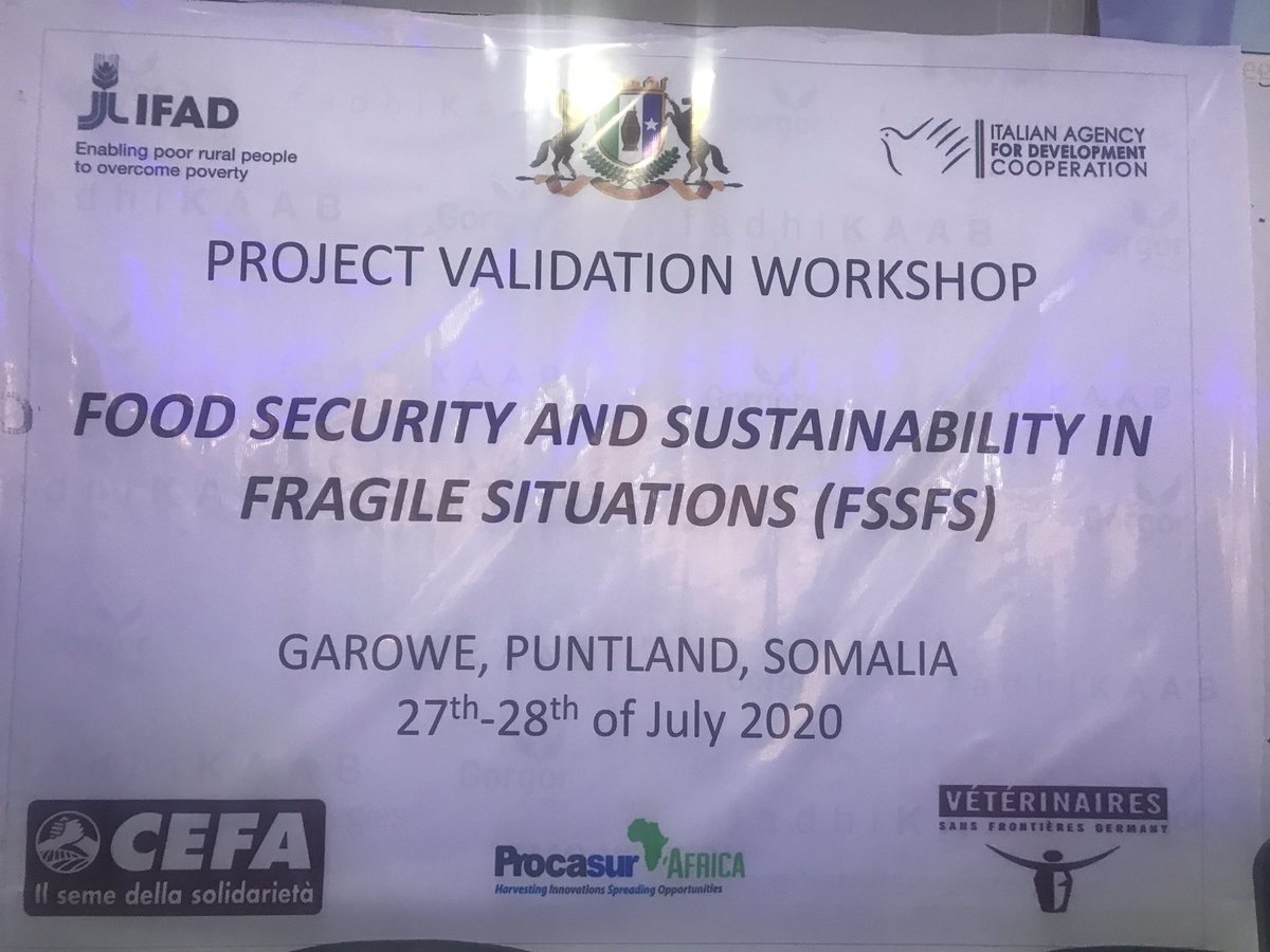 pulpavets's tweet photo. @pulpavets is pleased to be invited 2 days validation workshop on #FSSFS project in Garowe. Our chairperson @FarahIsse is in the panel. #Puntalnd #Somalia https://t.co/ATYRv2tW29