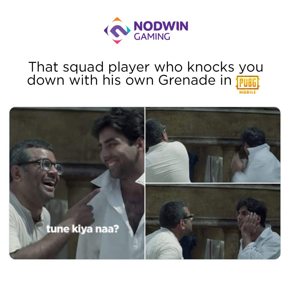 NodwinGaming's tweet image. When 'Baburao ka Style' is needed for a team kill scenario!🧐

#pubgmobile #baburaokastyle #teamkill #nodwingaming #esports