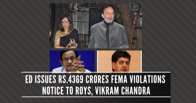 -NDTV, through its foreign subsidiaries, is alleged to have violated Indian tax and corporate laws. NDTV has denied these allegations. -On 19 November 2015 the ED served ₹2,030 crore (US$280 million) notice to NDTV for alleged violations under the FEMA act