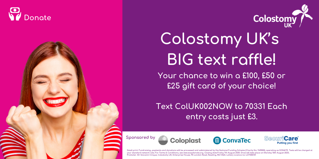 SaltsMedilink's tweet photo. It's a difficult time for many organisations right now, including charities. If you'd like to find a quick way to support the charity @ColostomyUK , check out their new BIG text raffle. 

The raffle closes on 7th August &amp; you'll find the full details at: https://t.co/e2XNLFI49M https://t.co/W1qOTbE9QP