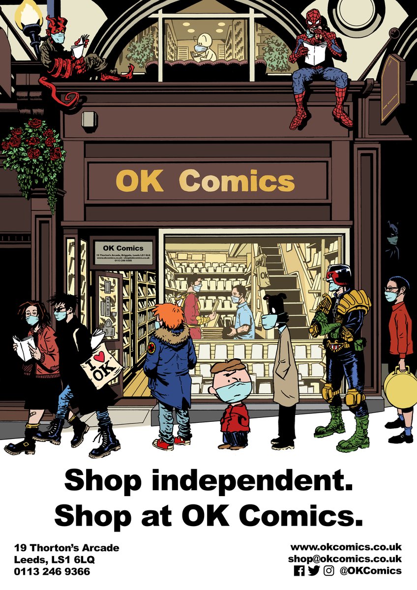 OKComics's tweet photo. OK Comics is a tiny little independent book shop in Leeds city centre, specialising in comics and graphic novels.
We're currently open from Monday to Saturday, 11am to 5pm, and we're receiving regular new releases and restock deliveries. And... https://t.co/TrTXGP7EdW