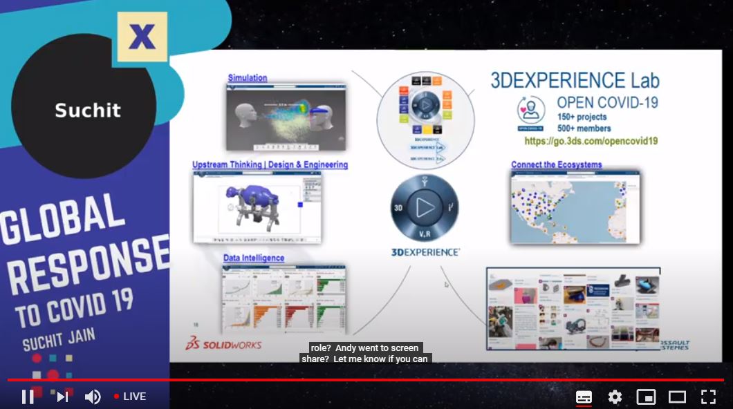 abhishekbali's tweet image. @suchitjain, VP- #SOLIDWORKS Strategy & Business Development, talking about @Dassault3DS #SOLIDWORKS and @3DEXPERIENCELab Open COVID-19 Community impact in mobilizing #makers #startups #experts @Fred3ds @suchitjain @BernardCharles @gpbassi @AlBunshaft @marieplanchard1 @fablass