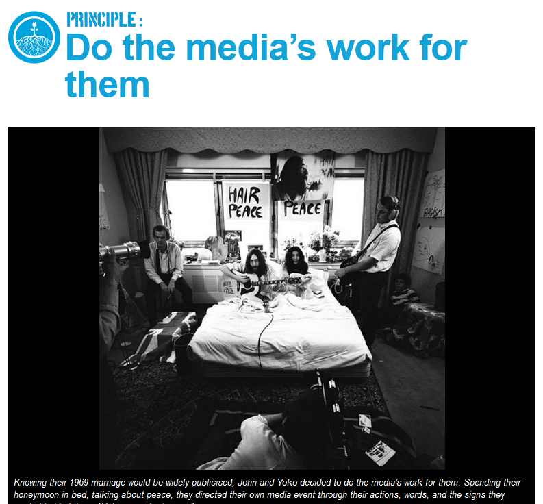 9/This next strategy is self-explanatory: "do the media's work for them." This is where activists make sure press releases and film footage that make them look good get into the hands of sympathetic journalists.This explains a lot of what gets on TV https://beautifultrouble.org/principle/do-the-medias-work-for-them/