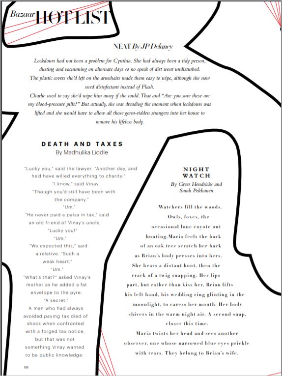 tarun73's tweet photo. @authormadhulika is in esteemed company with her short story rubbing shoulders with the likes of Jeffery Archer, David Baldacci, Anne Cleaves etc. in the latest issue of Harper's Bazaar (focussing on crime fiction). Read it here: https://t.co/MYROCWVqct https://t.co/1g2574T5lP