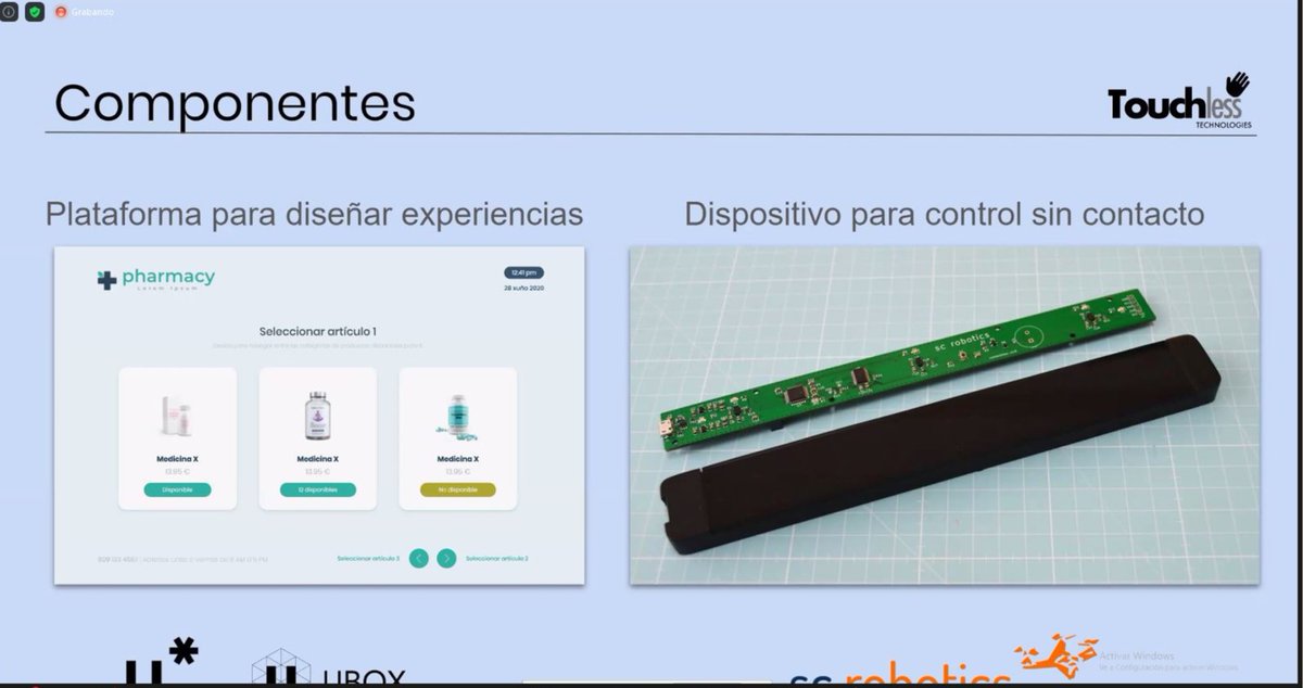 HACKatHOME20's tweet photo. Empezamos el lunes hablandoos de uno de nuestros proyectos ganadores: #SCtouchless, el dispositivo diseñado para minimizar el #contacto con superficies con las que habitualmente interactúan múltiples usuarios, como las pantallas de información. ¡MUY buena solución #LowTouch! https://t.co/y6LZVlVEoK