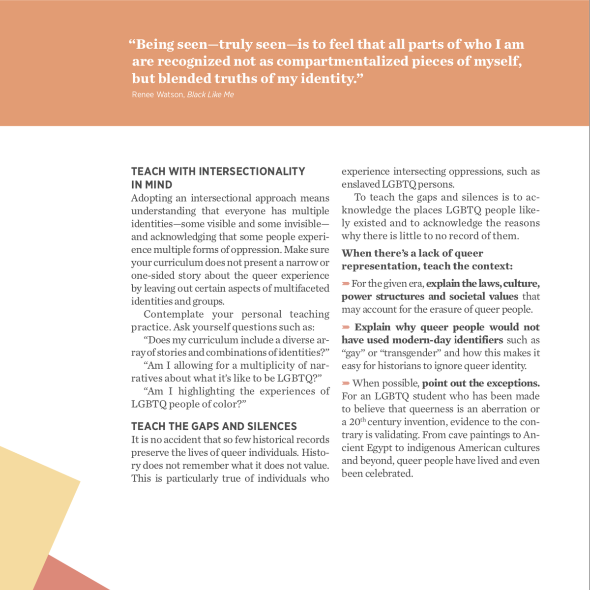 learnforjustice's tweet photo. A school environment cannot affirm all LGBTQ students if it does not affirm LGBTQ students of color. Here are tips for keeping intersectionality in mind. Find more advice for creating LGBTQ-affirming classrooms and school climates in our guide.
https://t.co/qk2PHWYulQ https://t.co/8zqx6IVUHY