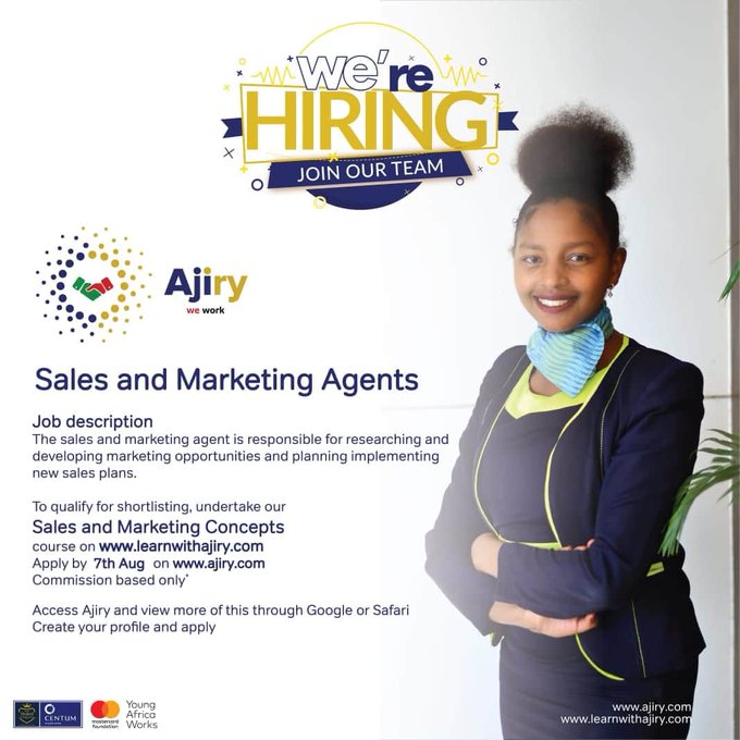 MuriithiThe1's tweet photo. An exciting opportunity awaits you @AjiryKE as a sales and marketing champion. 

click on https://t.co/rA5J28Dhbp link to apply https://t.co/9LwU85uMeA