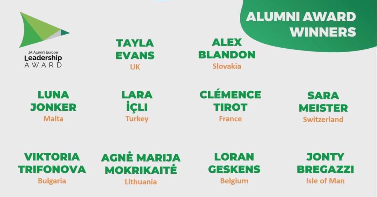 A round of applause for our student Luna Jonker, from Verdala International School Malta, for winning the "JA Alumni Europe Leadership Award"at the Company of the Year European Final.

Congratulations to you Luna, we are very proud of this achievement!

#JACompany #CoYC20