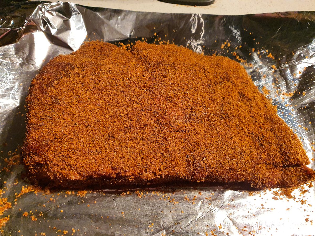 Buds420Best's tweet photo. So we got ourselves a Traeger pro series 22 pellet smoker 😁😁 first brisket for tomorrow rubbed and ready! #smokedmeats #traeger #proseries #food #brisket #pelletsmoker https://t.co/GMKAYZ1VcC