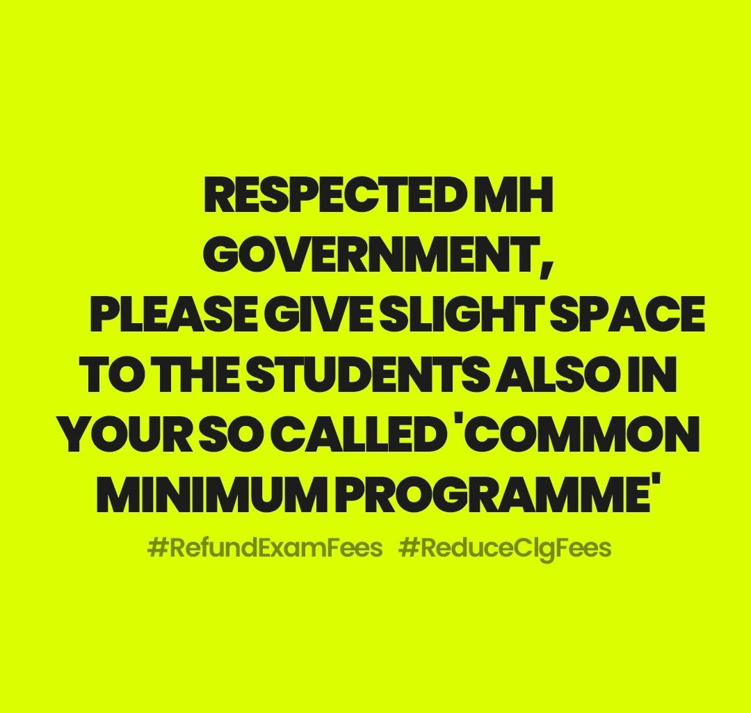 AkshayAndhare07's tweet photo. #RefundExamFees
Government should take up the stand and should give orders to all institutes/universities to reduce their fees. #ReduceClgFees #RefundExamFees
@ABVPVoice @mahaabvp @sbegde50 https://t.co/omcMJ5VScs