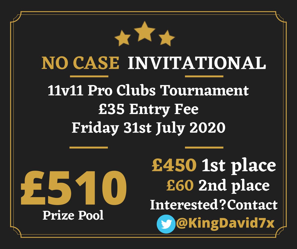 KingDavid7x's tweet photo. This Friday, 9:30 PM uk time. 

If you want to enter, send me a message.

#NoCaseInvitational @NoCase_ https://t.co/oqlbVfLslz