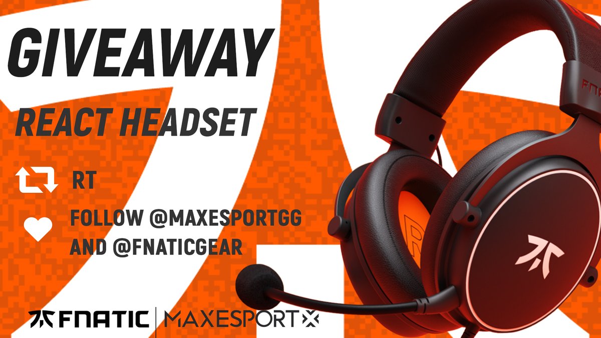 FnaticProduct's tweet photo. Gieaway of the ultra competitive REACT headset! Simply retweet and make sure to follow us and our friends @MaxEsportGG https://t.co/FGPIHsrKbo