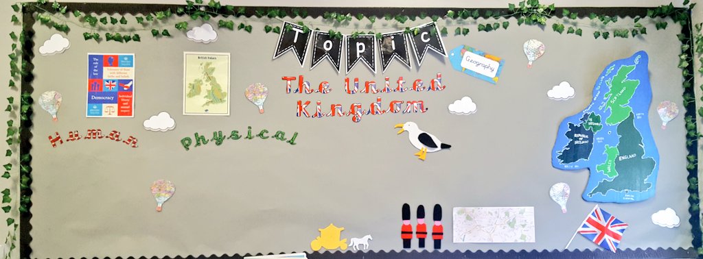 ArtyMrsM's tweet photo. Topic board ready for children's work to go on 😊 Made up that I could re-use some of my little felt display items I made 4 years ago - sometimes hoarding display items in cupboards is worthwhile! 😂 #education #teacher #teacherlife #classroom #classroomdisplays #geography https://t.co/IfEeCyosRG