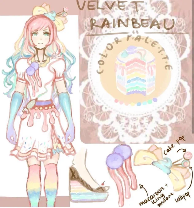 Meet vel!! So i screenshot this from my instagram archive sdnksbd i really like her design but my art style back then was so muddy and suckish ? the design isn't clear in this reff sheet, it's not even full body bc i couldn't draw feet at the time LOLOL should i revamp this?? 