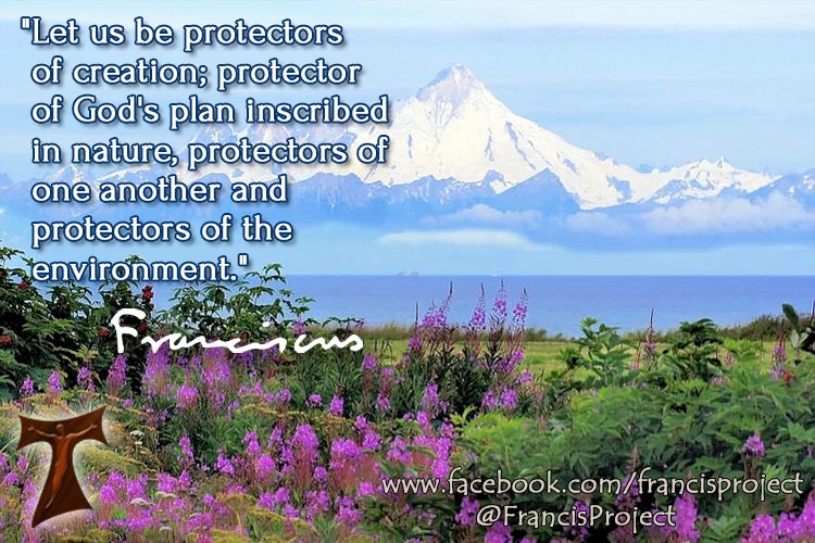 FrancisProject's tweet photo. "Let us be protectors of creation; protector of God's plan inscribed in nature, protectors of one another and protectors of the environment." ~ Pope Francis #LaudatoSi #PopeFrancis #CareForCreation https://t.co/arlg9oHsjV