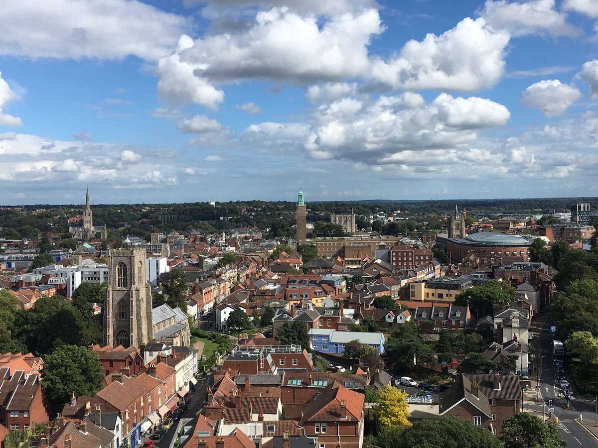 VisitWithSarah's tweet photo. @norfolk @EDP24 View from top of St John the Baptist Cathedral, taken a couple of years ago on Heritage Open Days. #NorfolkDay https://t.co/iXZubL9I7b