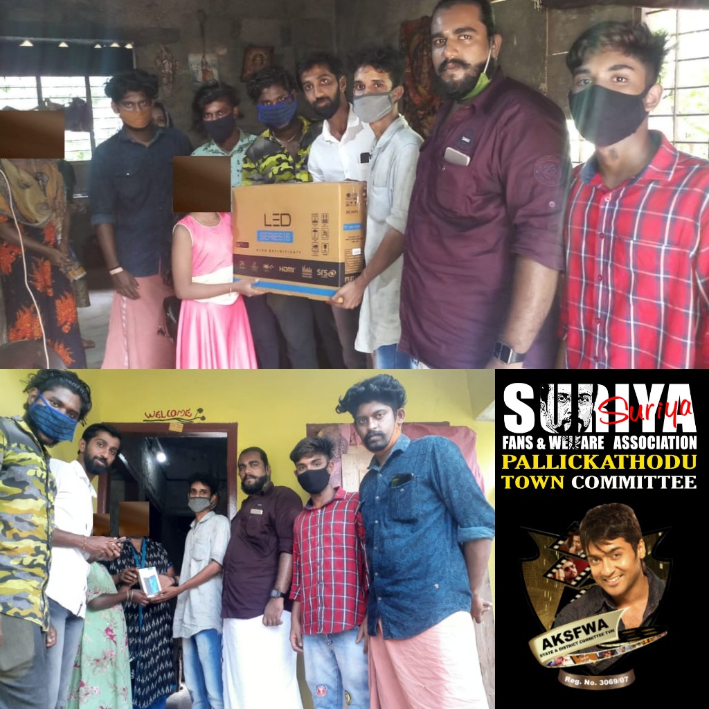 rameshlaus's tweet photo. • To help facilitate online classes, @AKSFWA1 Suriya Fans Pallickathodu Town Committee gave away Television &amp; Mobile Phone to two needy children. 

Nice gesture guys 👏❤️
#CharityIsOurResponsibility

@Suriya_offl @rajsekarpandian @SuriyaFansClub @venkatvnt https://t.co/exfzSxjXGg