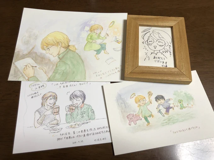 デミ★パックとお便り交換でのはらさん(@tumekusakuban)がお手紙やイラストの原画、ATC額を送ってくださいました✨
マイクラ世界で冒険するハルクロコンビめっちゃリアルで可愛くて最高です?細かい…ニマニマしちゃう
エディ兄貴とクロダさんのコラボも!!実はこれ後半→ 