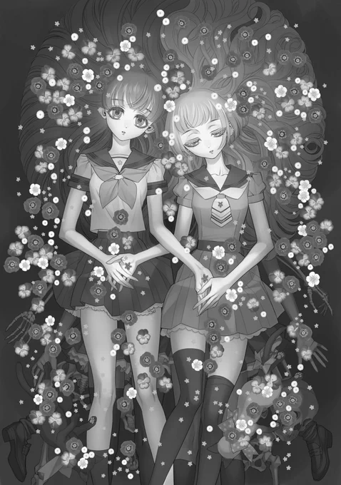 『星合の空』で描かせていただいた絵
白黒にしたら鬱い感じでちょっといいなと思った
#モノクロにするとかっこいい 
#星合の空 