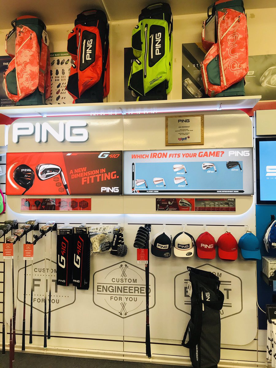 R1Ridsdale's tweet photo. Thank you 🙏 @PINGTourEurope @clarky_9 for your support as ever 🌈👍, fitters were superb and new Shop within a Shop fitting is in and ready to be filled up @TGI_Golf @WragBarn #customfit with @PingTour #alwaysgolfing in these Strange times https://t.co/ImuARTIwbj